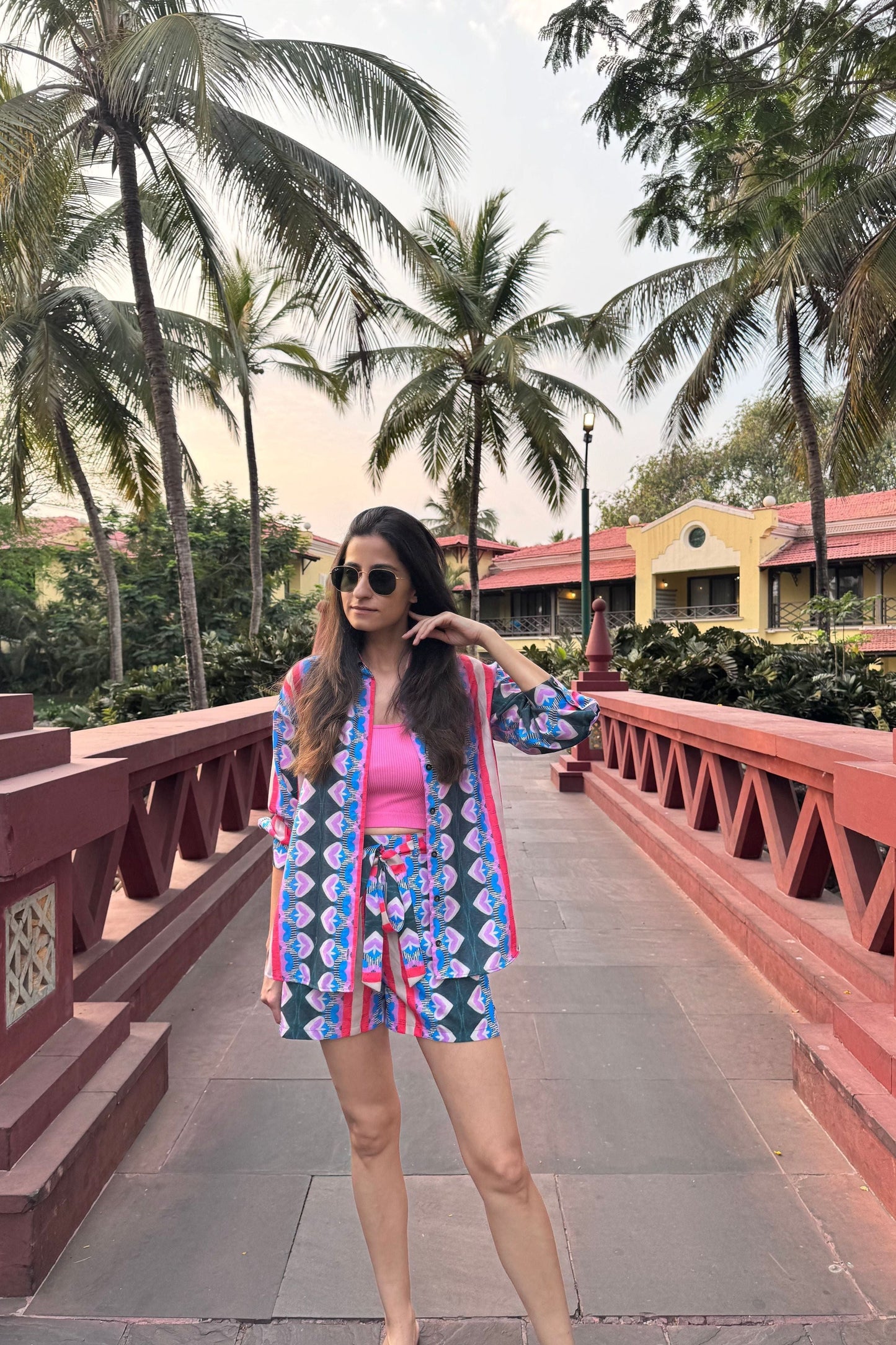 Heart Print Shorts Set