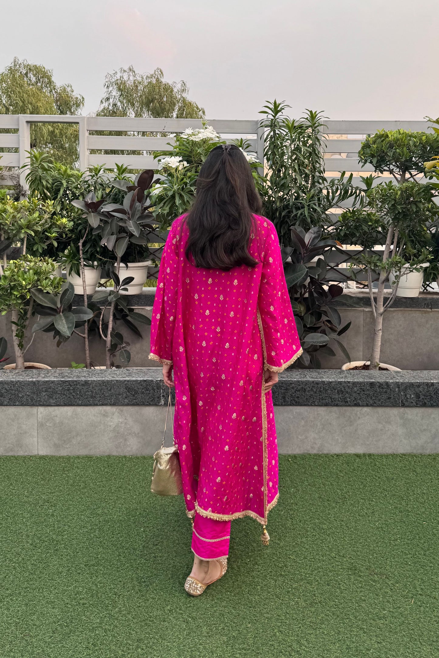 Hot Pink Silk Kurta Set