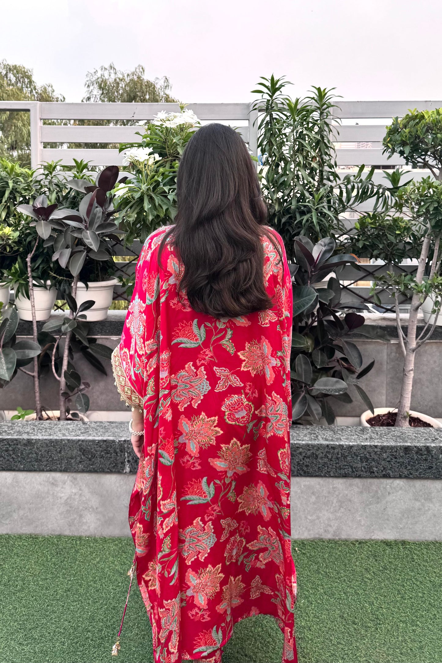 Red Kaftan Kurta Set