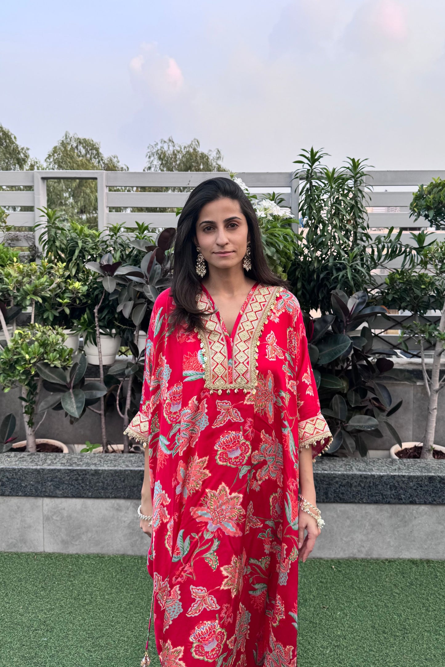 Red Kaftan Kurta Set