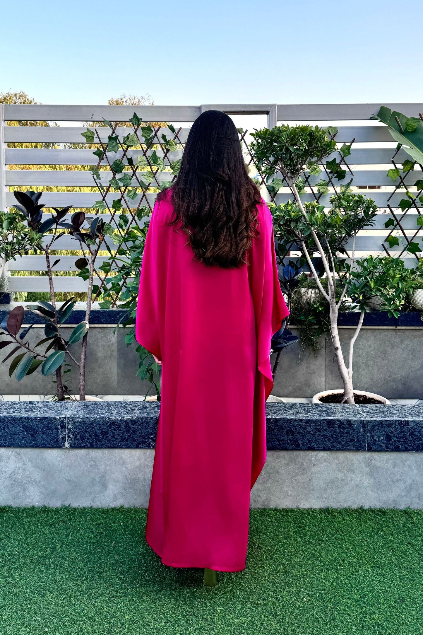 Pink Mirror Work Kaftan