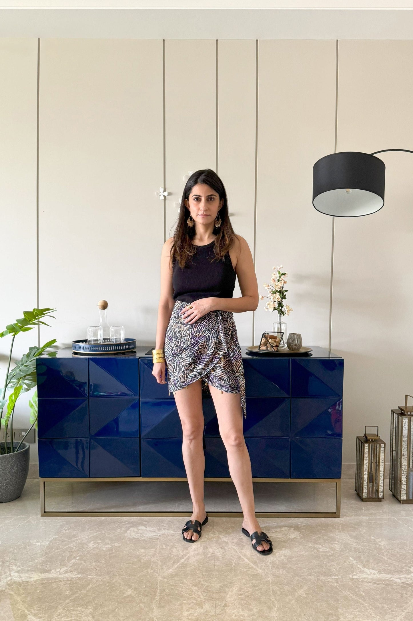 Cotton co-ord set with knotted skirt