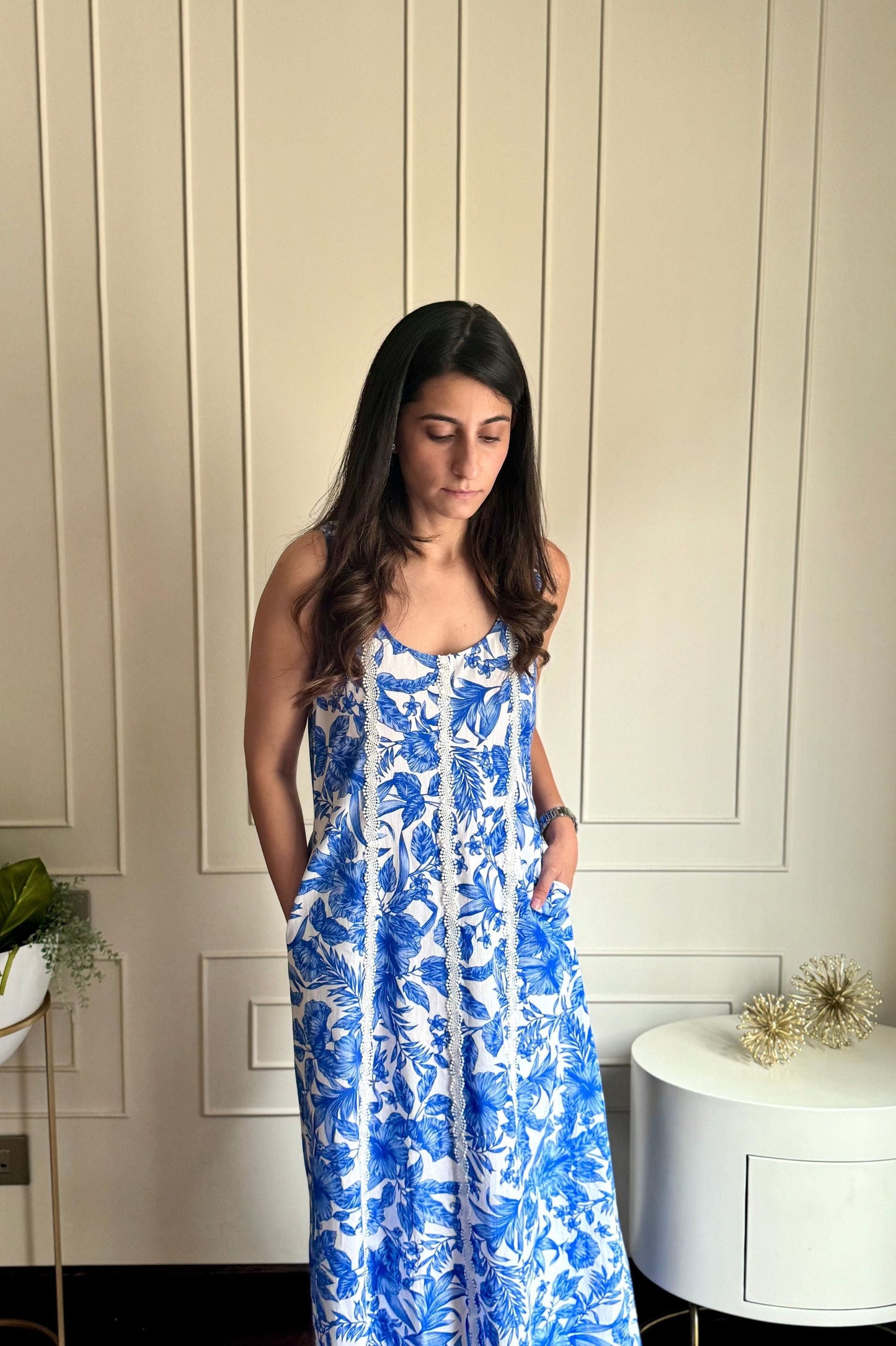 blue floral maxi dress