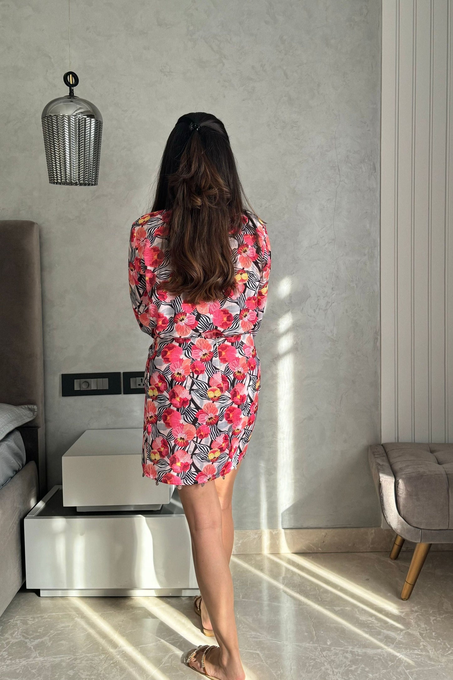 Floral Linen Skirt Set