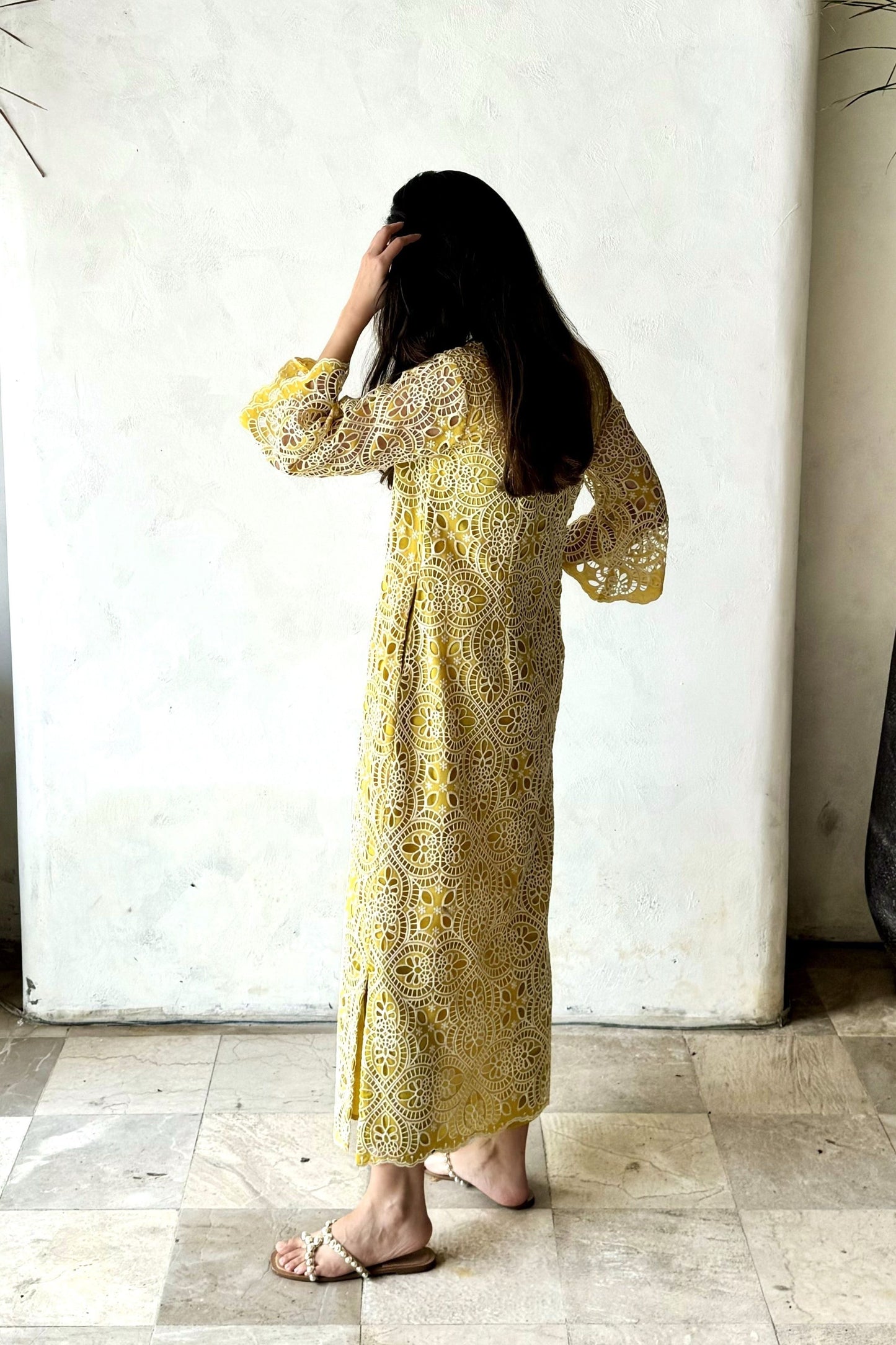 Yellow Cutwork Dress