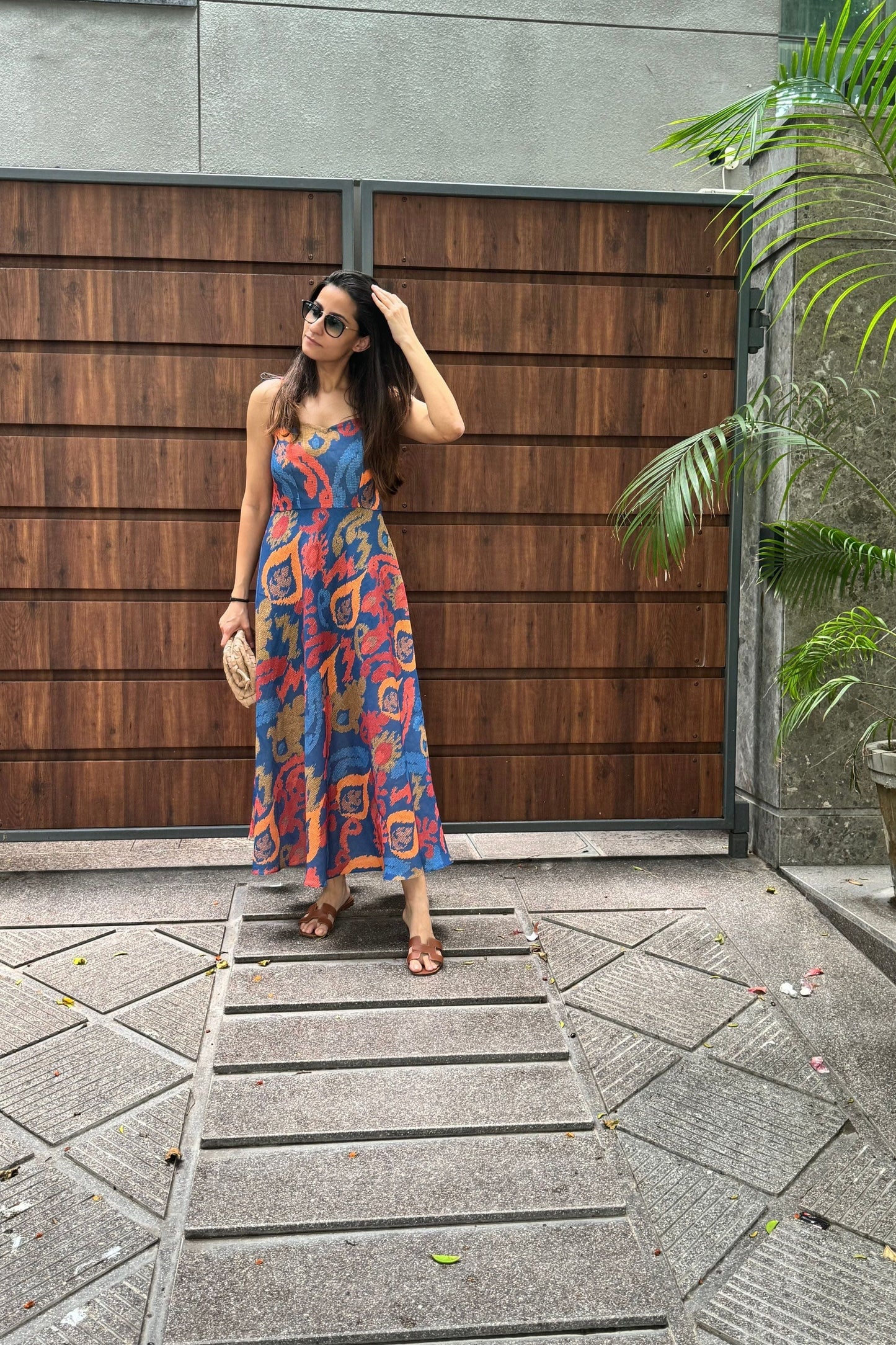 Ikat Print Linen Dress