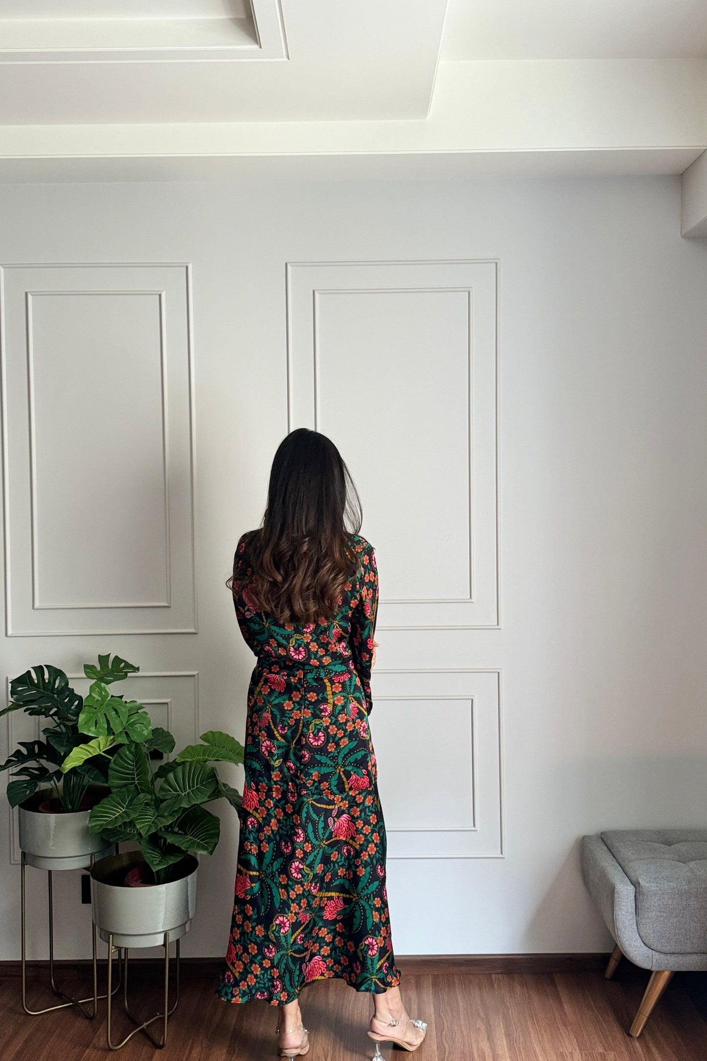 modal satin skirt set