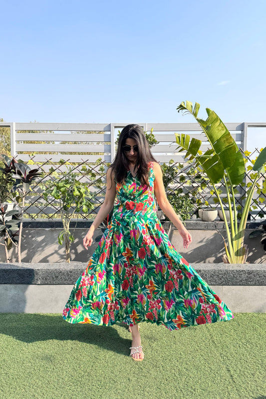 Floral Waistcoat Skirt Set