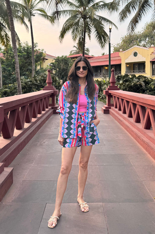 Heart Print Shorts Set