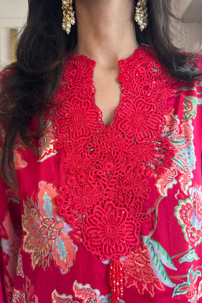 Red Gharara Set