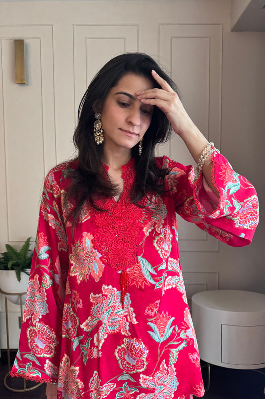 Red Gharara Set