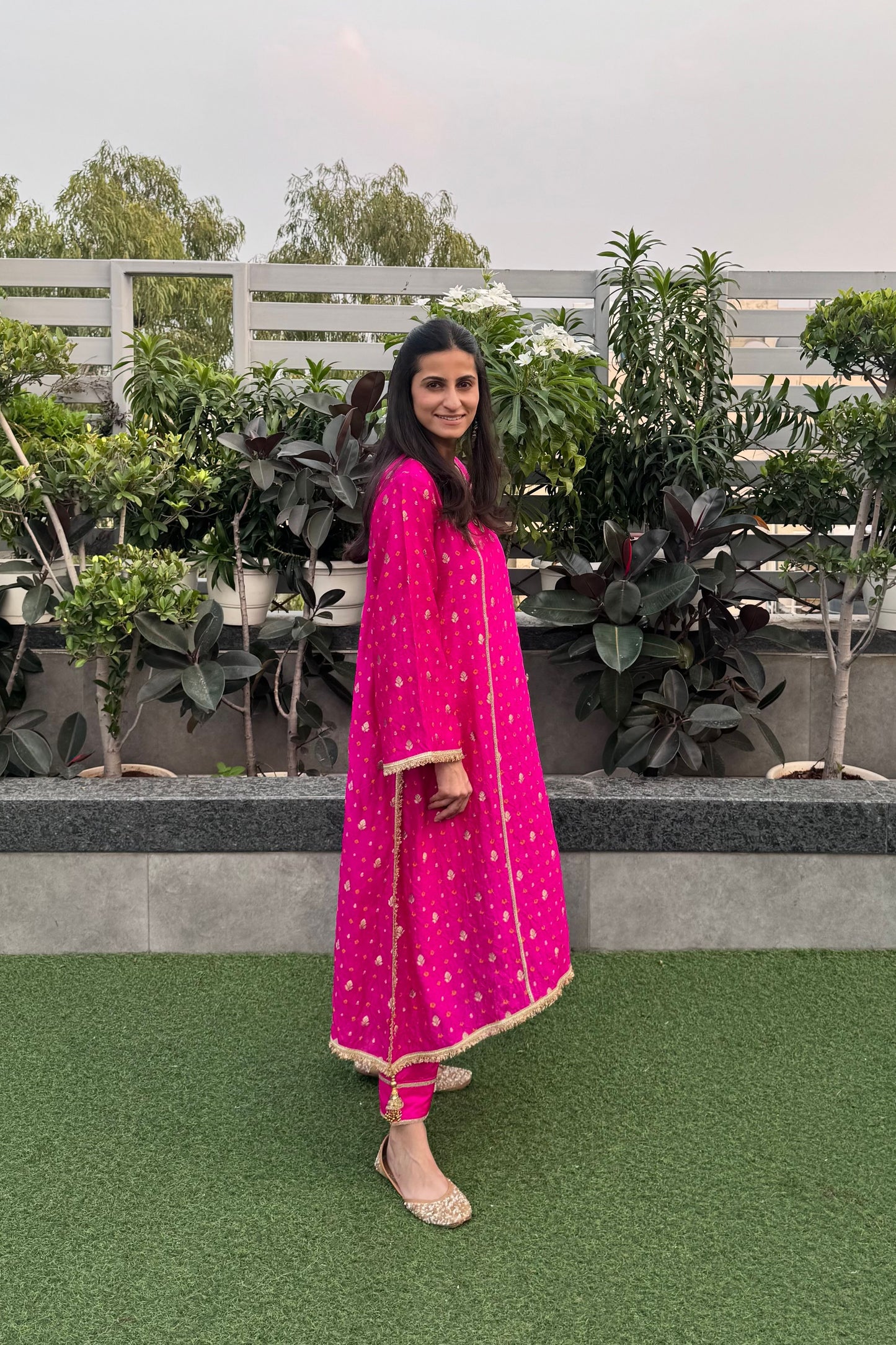 Hot Pink Silk Kurta Set