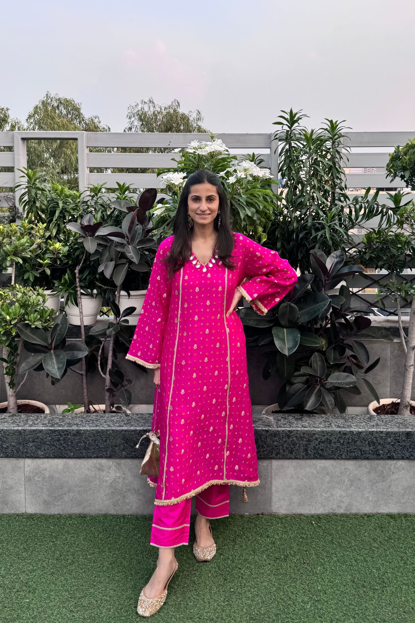 Hot Pink Silk Kurta Set