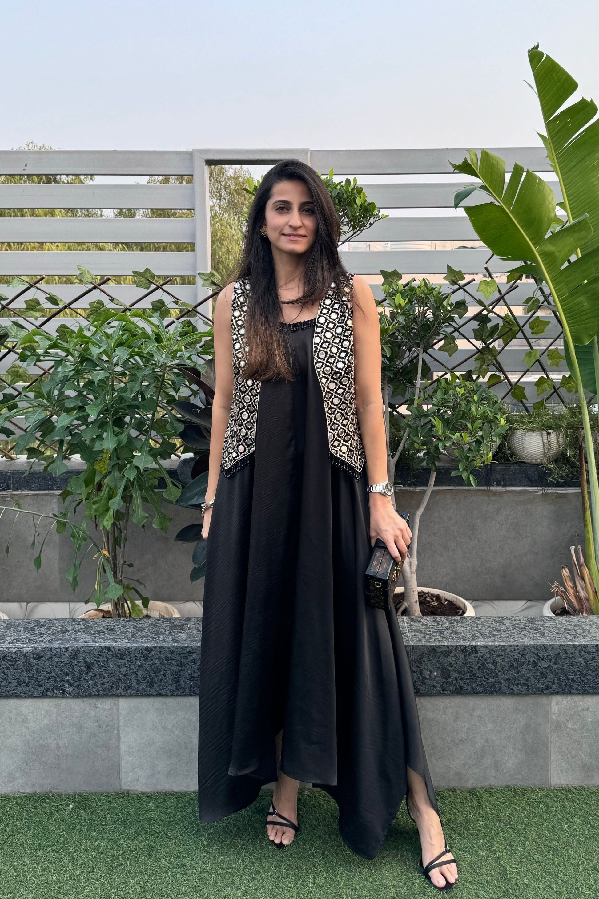 Black Mirrorwork Jacket Set – Label Roon - Main Image