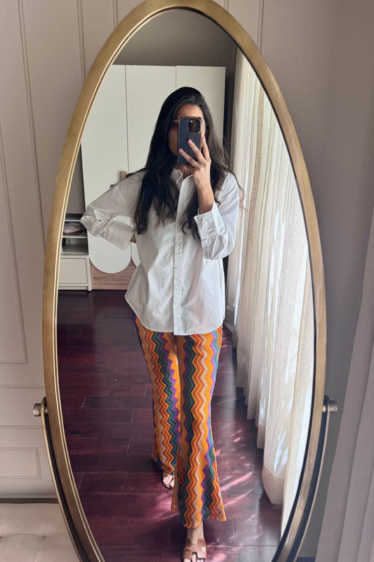 Knit Pants - Orange Chevron