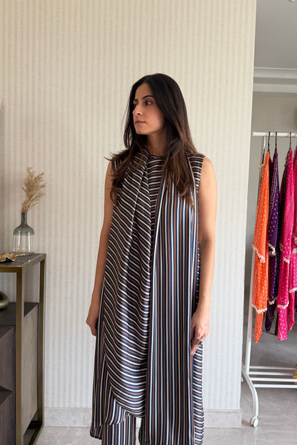 Navy Stripe Drape Set