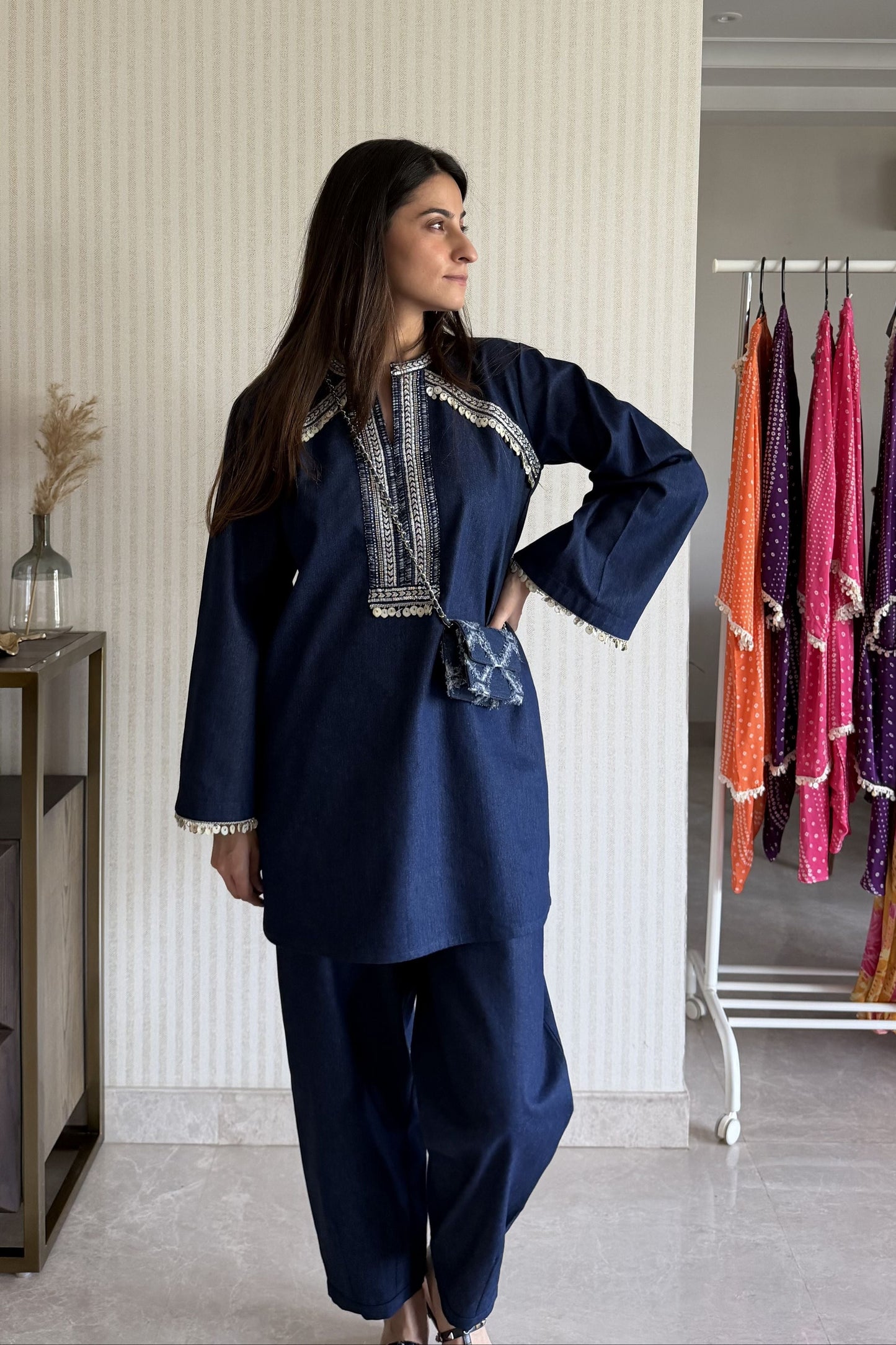 Denim Kurta Set