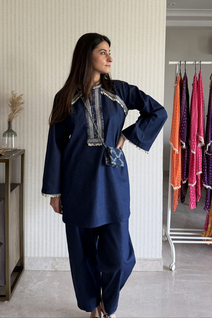 Denim Kurta Set
