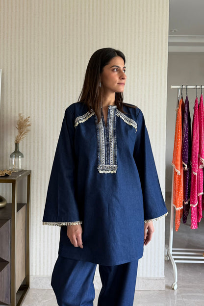 Denim Kurta Set