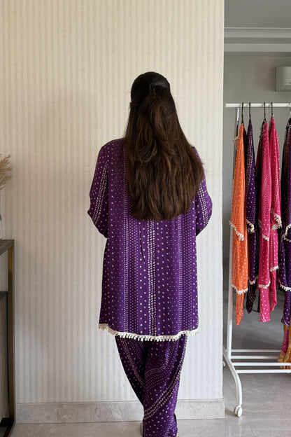 Purple Bandhani Set