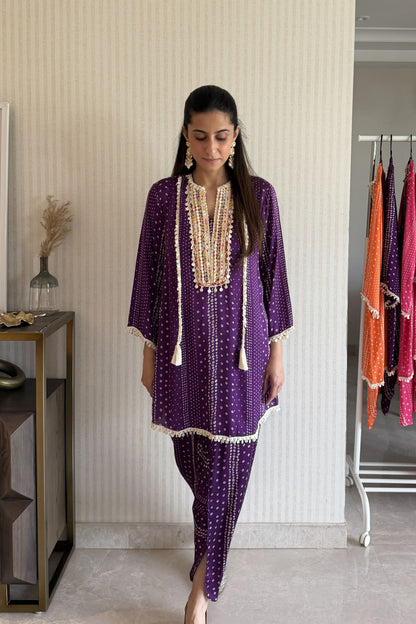 Purple Bandhani Set