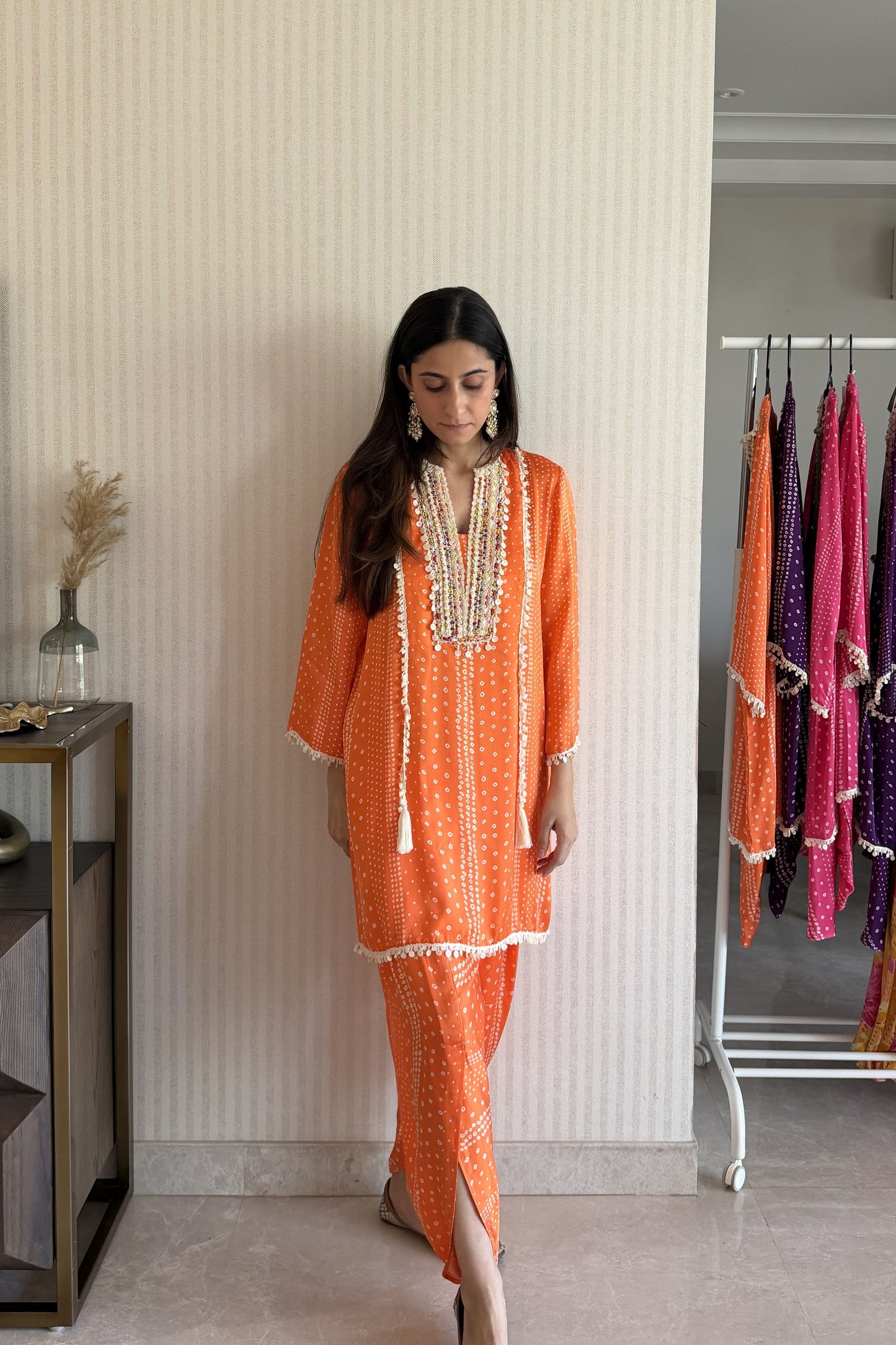 Orange Bandhani Set