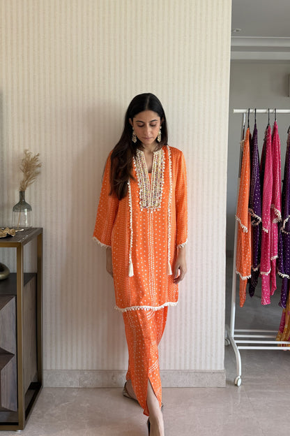 Orange Bandhani Set