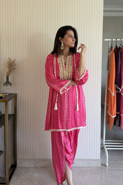 Pink Bandhani Set